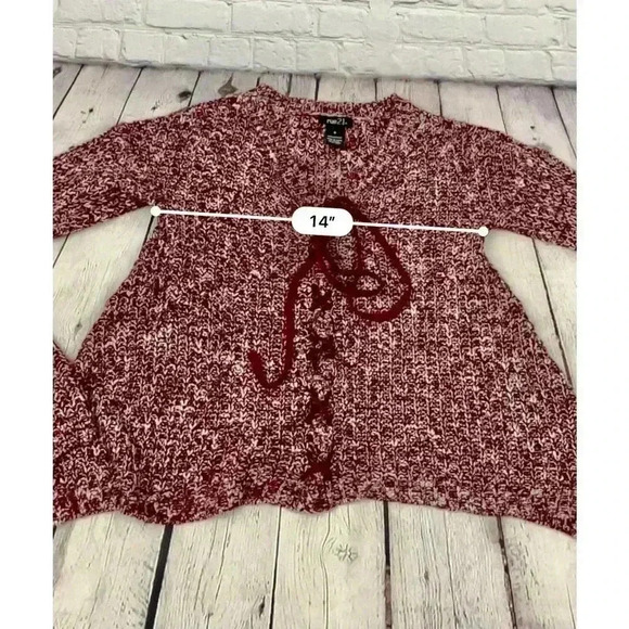 Rue 21 Red Pullover Sweater Small Knit Long Sleeve Ties Women's - Picture 11 of 14